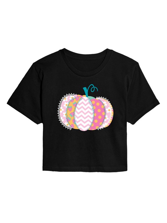 - Patchwork Pumpkin Women's Cropped Graphic T-Shirt