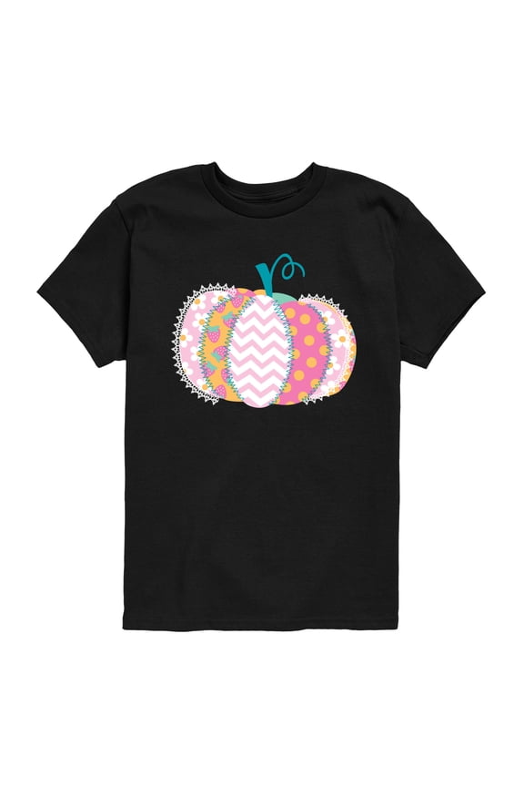 - Patchwork Pumpkin - Youth Boys Short Sleeve Graphic T-Shirt