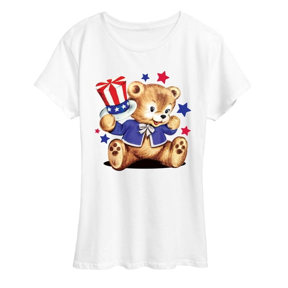 Instant Message - Patriotic Bear - Women's Short Sleeve Graphic T-Shirt