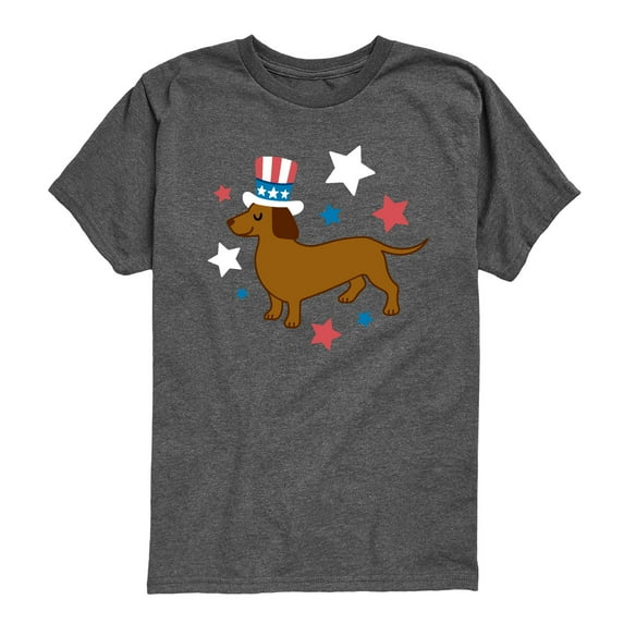 Instant Message - Patriotic Dachshund - Youth Boys Short Sleeve Graphic T-Shirt