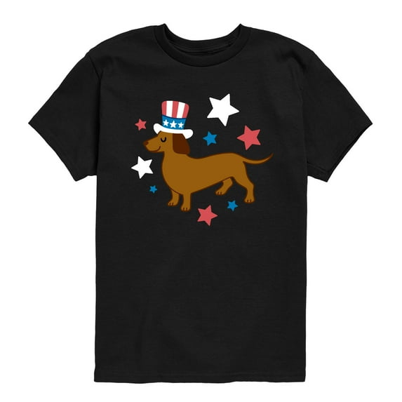 Instant Message - Patriotic Dachshund - Youth Boys Short Sleeve Graphic T-Shirt