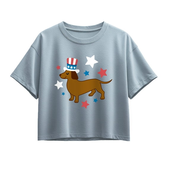 Instant Message - Patriotic Dachshund - Youth Girls Boxy T-Shirt