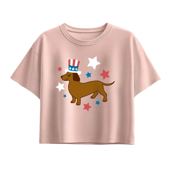Instant Message - Patriotic Dachshund - Youth Girls Boxy T-Shirt