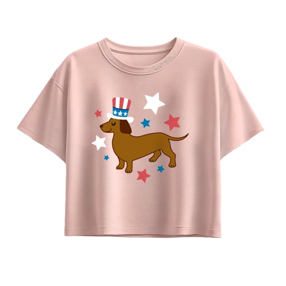 Instant Message - Patriotic Dachshund - Youth Girls Boxy T-Shirt