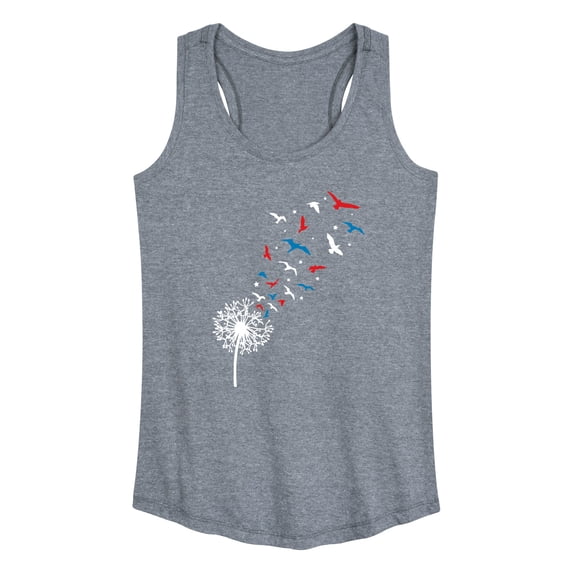 Instant Message - Patriotic Dandelion Birds Graphic Racerback Tank