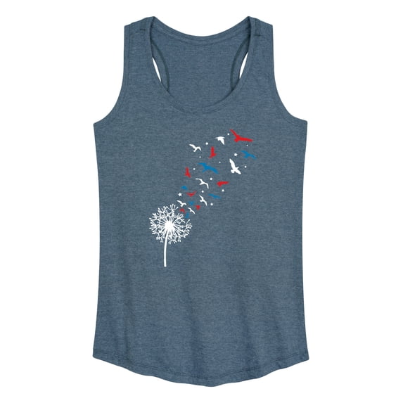 Instant Message - Patriotic Dandelion Birds Graphic Racerback Tank
