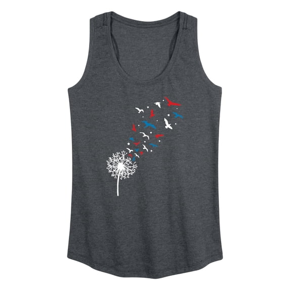 Instant Message - Patriotic Dandelion Birds Graphic Racerback Tank