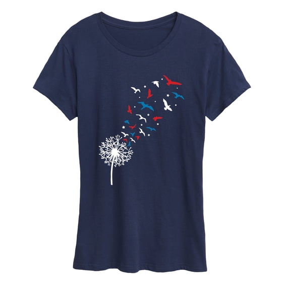 Instant Message - Patriotic Dandelion Birds - Women's Short Sleeve Graphic T-Shirt