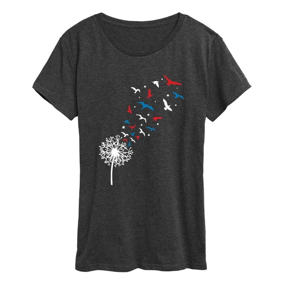 Instant Message - Patriotic Dandelion Birds - Women's Short Sleeve Graphic T-Shirt