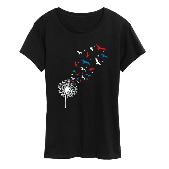 Instant Message - Patriotic Dandelion Birds - Women's Short Sleeve Graphic T-Shirt