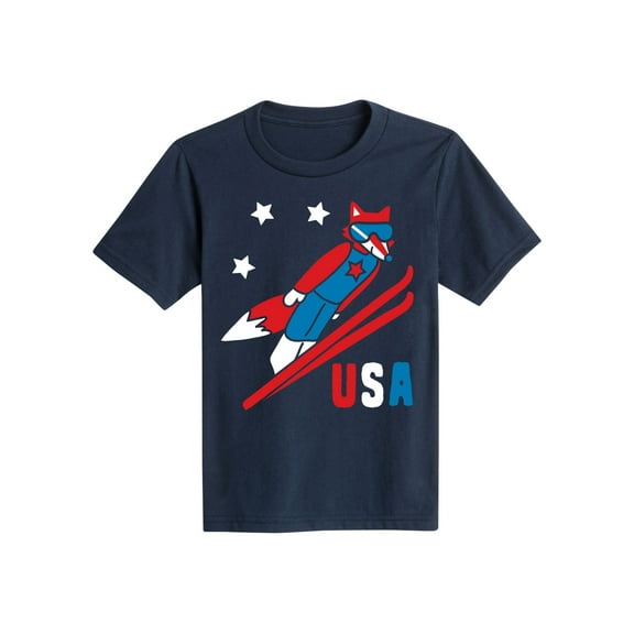 Instant Message - Patriotic Ski Fox-Youth Short Sleeve Tee