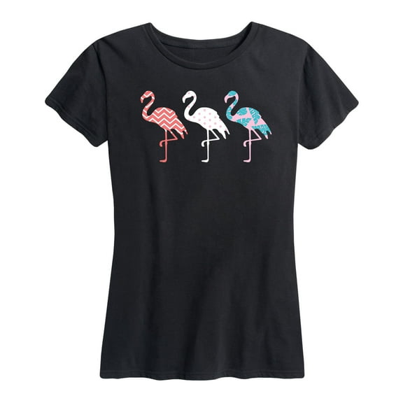 Instant Message - Patterned Flamingos - Women's Short Sleeve Graphic T-Shirt