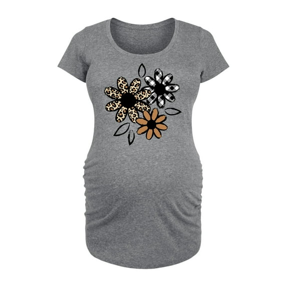 Instant Message - Patterned Flowers - Maternity Scoop Neck Tee
