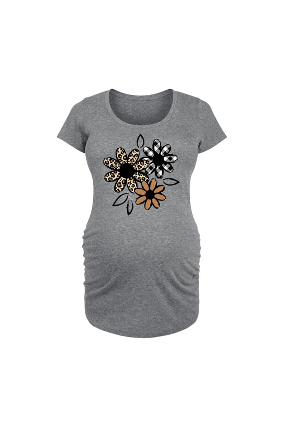 - Patterned Flowers - Maternity Scoop Neck Tee