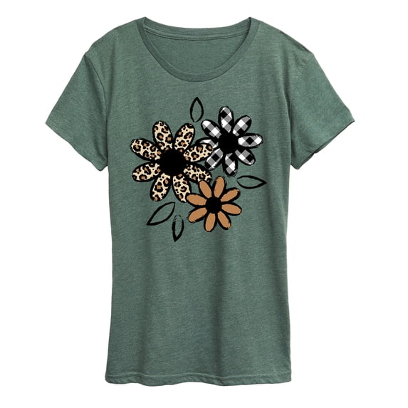 Instant Message - Patterned Flowers - Women's Short Sleeve Graphic T-shirt