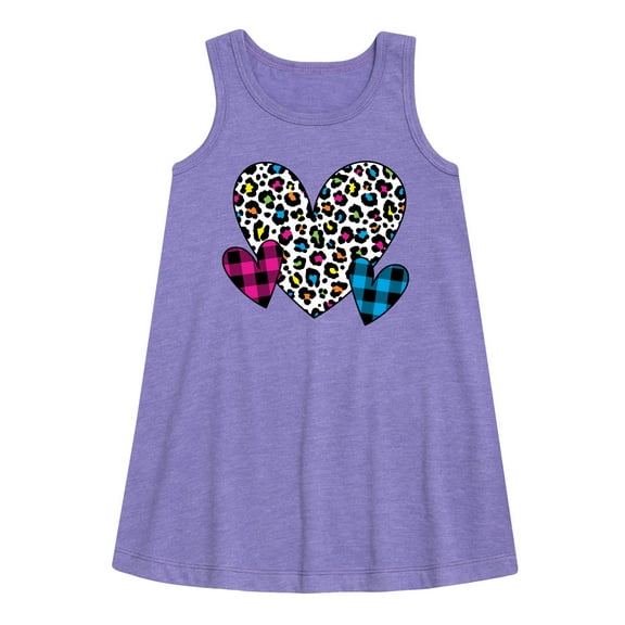 Instant Message - Patterned Hearts - Toddler and Youth Girls A-line Dress