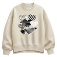 thumbnail image 1 of Instant Message - Patterned Hearts - Women's Oversized Fleece Crew Sweatshirt, 1 of 4