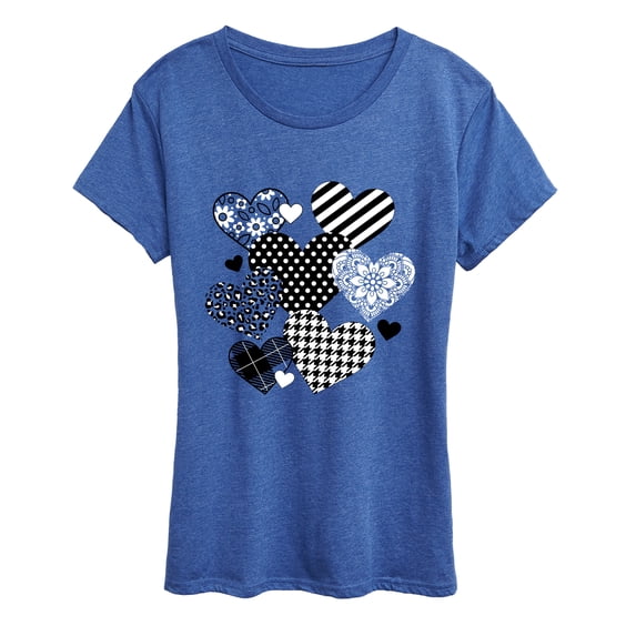 Instant Message - Patterned Hearts Short Sleeve Graphic T-Shirt