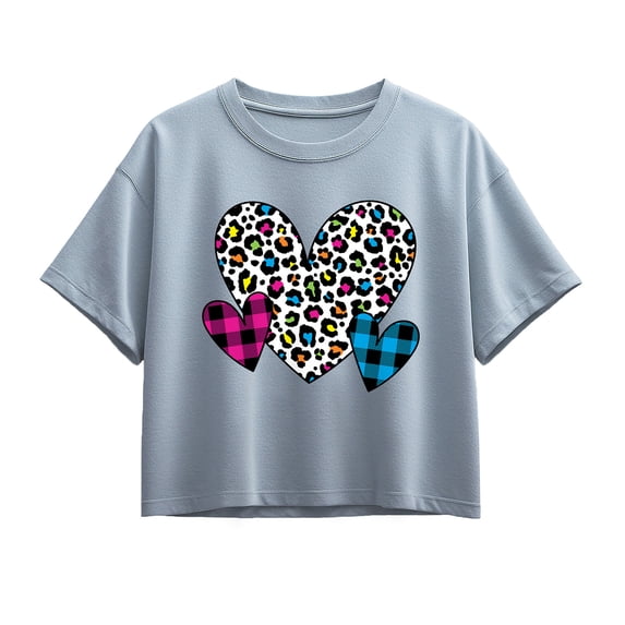 Instant Message - Patterned Hearts - Youth Girls Boxy T-Shirt