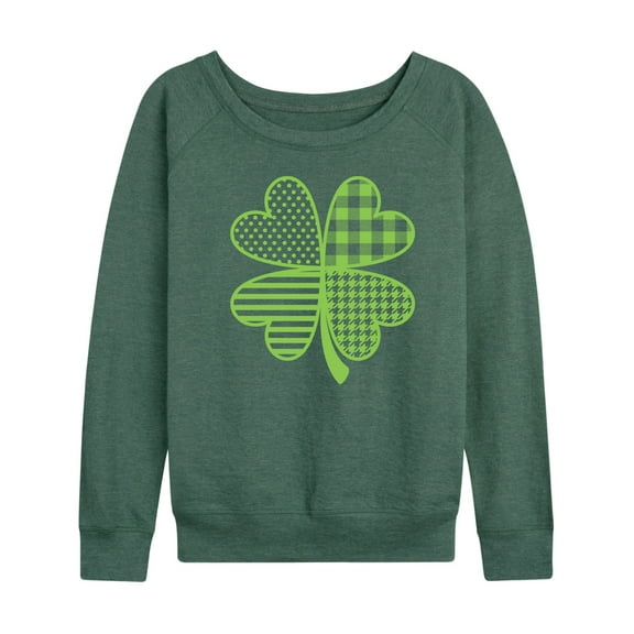 Instant Message - Patterned Shamrock St. Patrick's Day - Women's Lightweight French Terry Long Sleeve Shirt