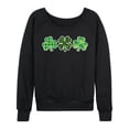 thumbnail image 1 of Instant Message - Patterned Shamrocks Lightweight French Terry Wide Neck Long Sleeve Graphic Shirt, 1 of 5