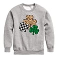 thumbnail image 1 of Instant Message - Patterned Shamrocks Graphic Long Sleeve Fleece Sweatshirt, 1 of 5