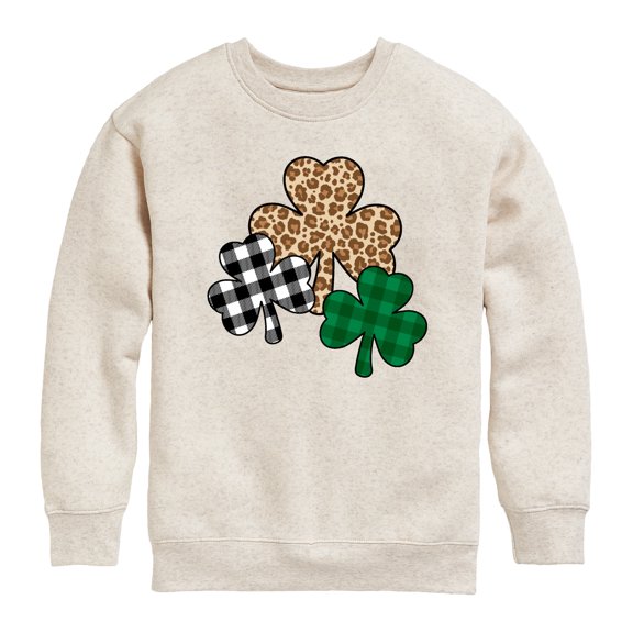 Instant Message - Patterned Shamrocks - Youth Boys Crew Fleece Sweatshirt