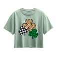 thumbnail image 1 of Instant Message - Patterned Shamrocks - Youth Girls Boxy T-Shirt, 1 of 5