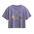 thumbnail image 1 of Instant Message - Patterned Stars Short Sleeve Boxy Graphic T-Shirt, 1 of 6