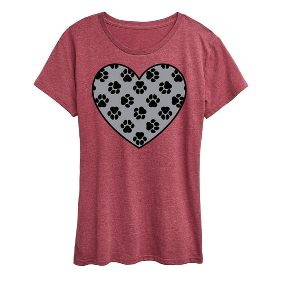 Instant Message - Paw Fill Heart - Women's Short Sleeve Graphic T-Shirt