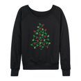 thumbnail image 1 of Instant Message - Paw Print Christmas Tree Lightweight French Terry Wide Neck Long Sleeve Graphic Shirt, 1 of 6