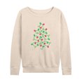 thumbnail image 1 of Instant Message - Paw Print Christmas Tree Lightweight French Terry Wide Neck Long Sleeve Graphic Shirt, 1 of 6