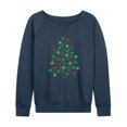 thumbnail image 1 of Instant Message - Paw Print Christmas Tree Lightweight French Terry Wide Neck Long Sleeve Graphic Shirt, 1 of 6