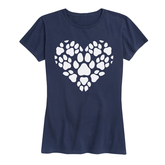 Instant Message - Pawprint Heart White - Women's Short Sleeve Graphic T-shirt