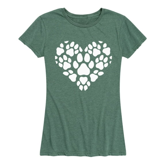 Instant Message - Pawprint Heart White - Women's Short Sleeve Graphic T-shirt
