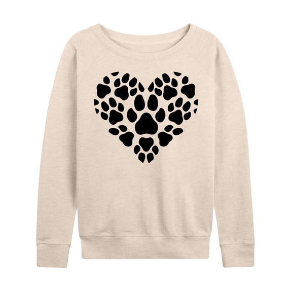 Instant Message - Pawprints Heart - Women's French Terry Long Sleeve Pullover