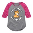 thumbnail image 1 of Instant Message - Pawsitive Cattitude - Toddler And Youth Girls Raglan Graphic T-Shirt, 1 of 5