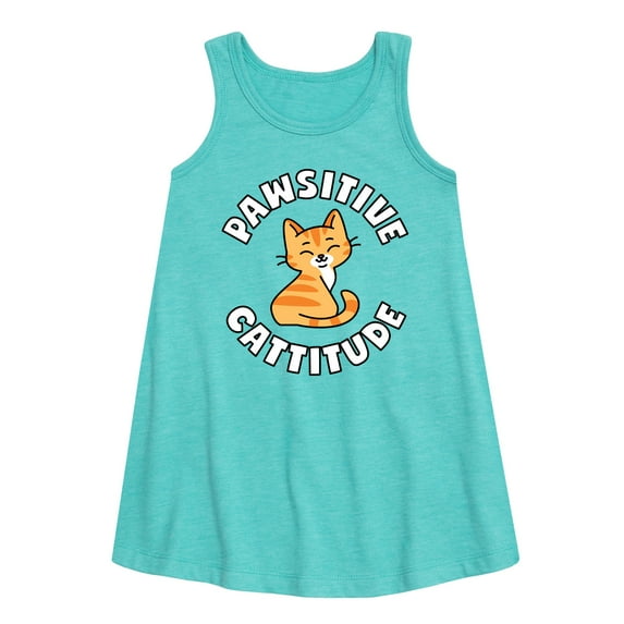Instant Message - Pawsitive Cattitude - Toddler and Youth Girls A-line Dress