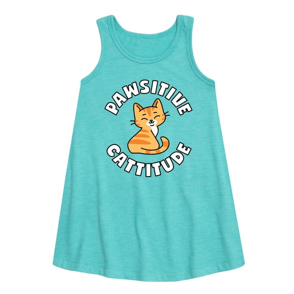 Instant Message - Pawsitive Cattitude - Toddler and Youth Girls A-line Dress