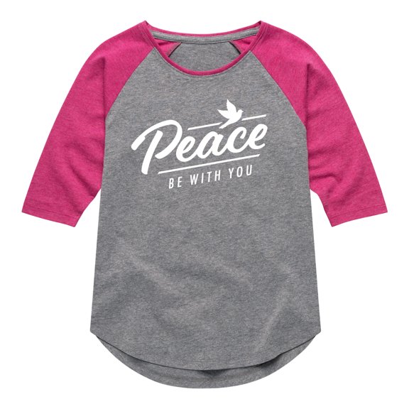Instant Message - Peace Be With You - Toddler & Youth Girls Raglan Graphic T-Shirt