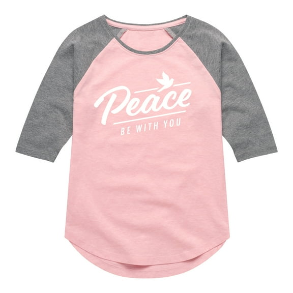Instant Message - Peace Be With You - Toddler & Youth Girls Raglan Graphic T-Shirt