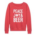 thumbnail image 1 of Instant Message - Peace Joy And Beer - Women's Lightweight French Terry Pullover, 1 of 6