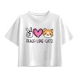 thumbnail image 1 of Instant Message - Peace Love Cats Short Sleeve Boxy Graphic T-Shirt, 1 of 5