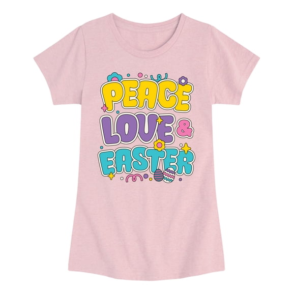 Instant Message - Peace Love Easter - Youth Girls Fitted Short Sleeve T-Shirt