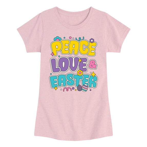 Instant Message - Peace Love Easter Fitted Short Sleeve Graphic T-Shirt