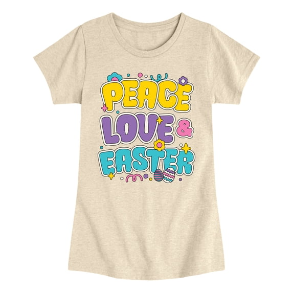 Instant Message - Peace Love Easter Fitted Short Sleeve Graphic T-Shirt