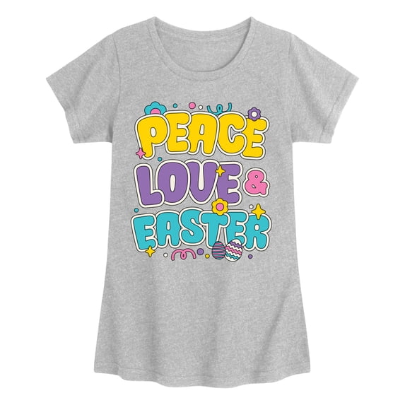 Instant Message - Peace Love Easter Fitted Short Sleeve Graphic T-Shirt