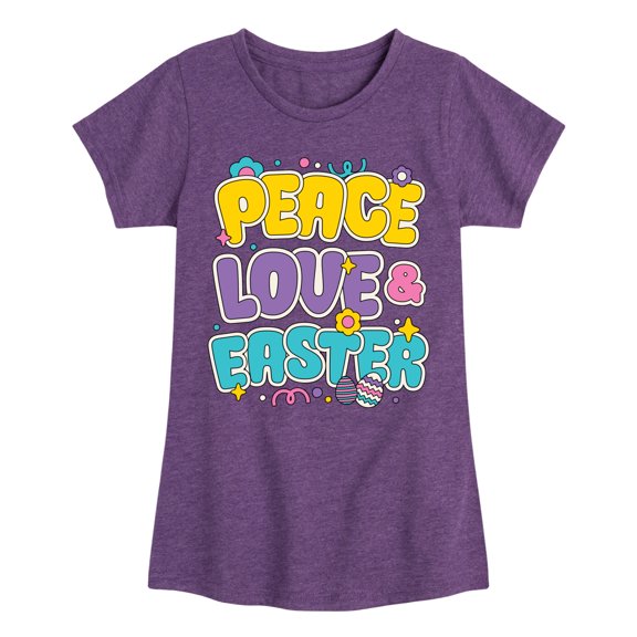 Instant Message - Peace Love Easter - Youth Girls Fitted Short Sleeve T-Shirt