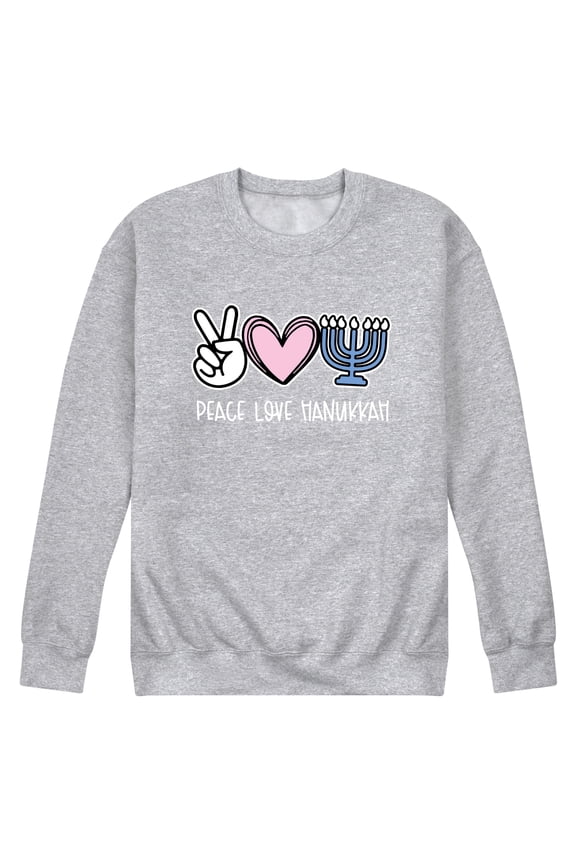 - Peace Love Hanukkah - Men's Long Sleeve Crew Fleece Sweatshirt