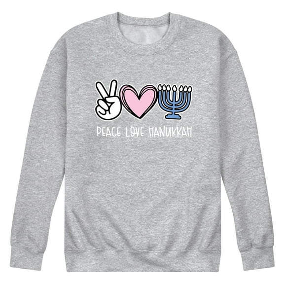 Instant Message - Peace Love Hanukkah - Men's Long Sleeve Crew Fleece Sweatshirt